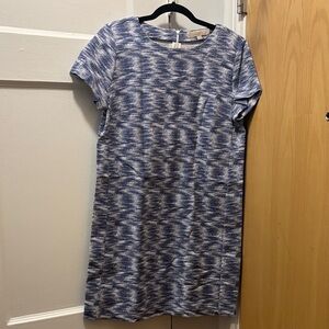 LOFT Blue and White Textured Mini Dress